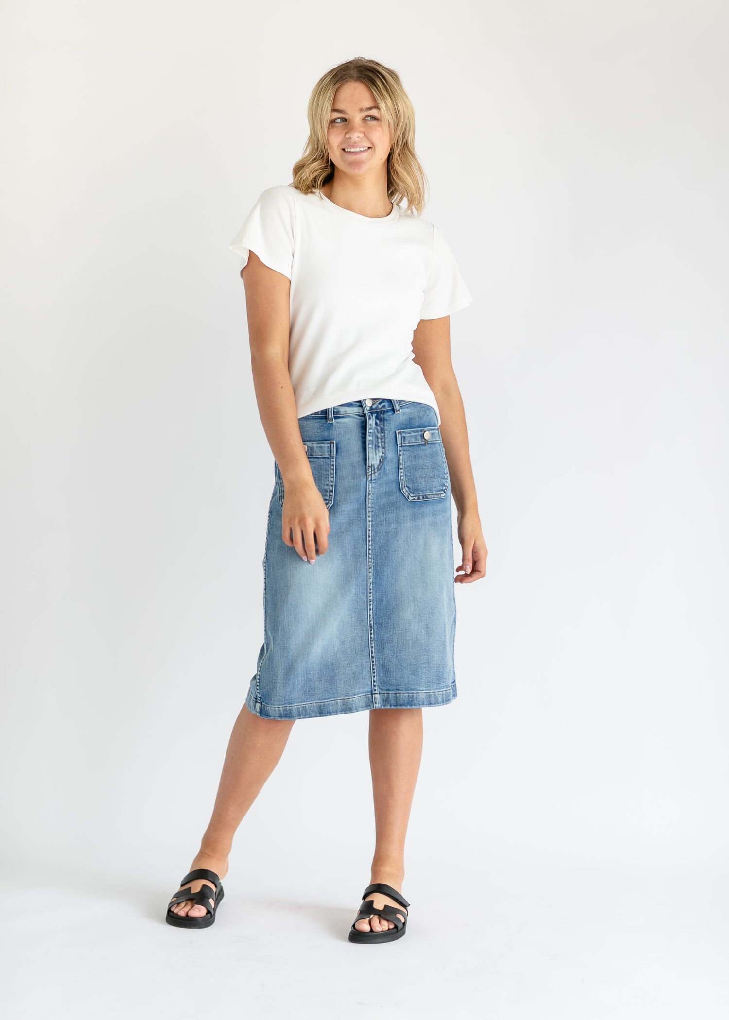 Modest Denim Midi Skirts