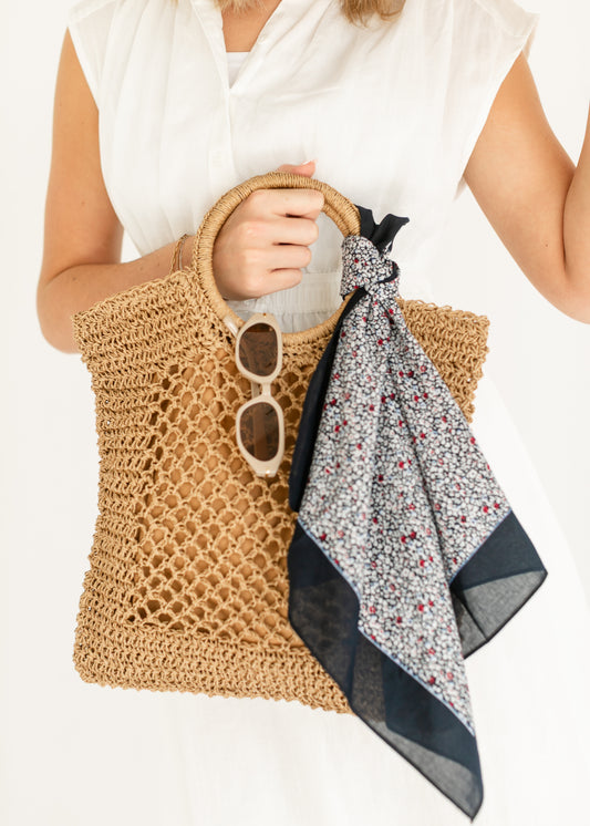 Camren Circle Handle Straw Tote Bag