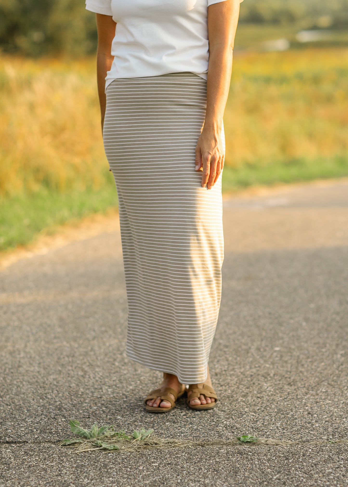 Clarise Striped Premium Knit Maxi Skirt