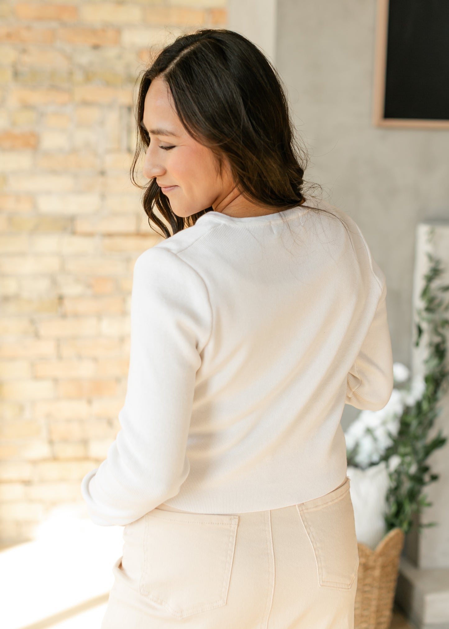 Ivory Button Up Knit Cardigan