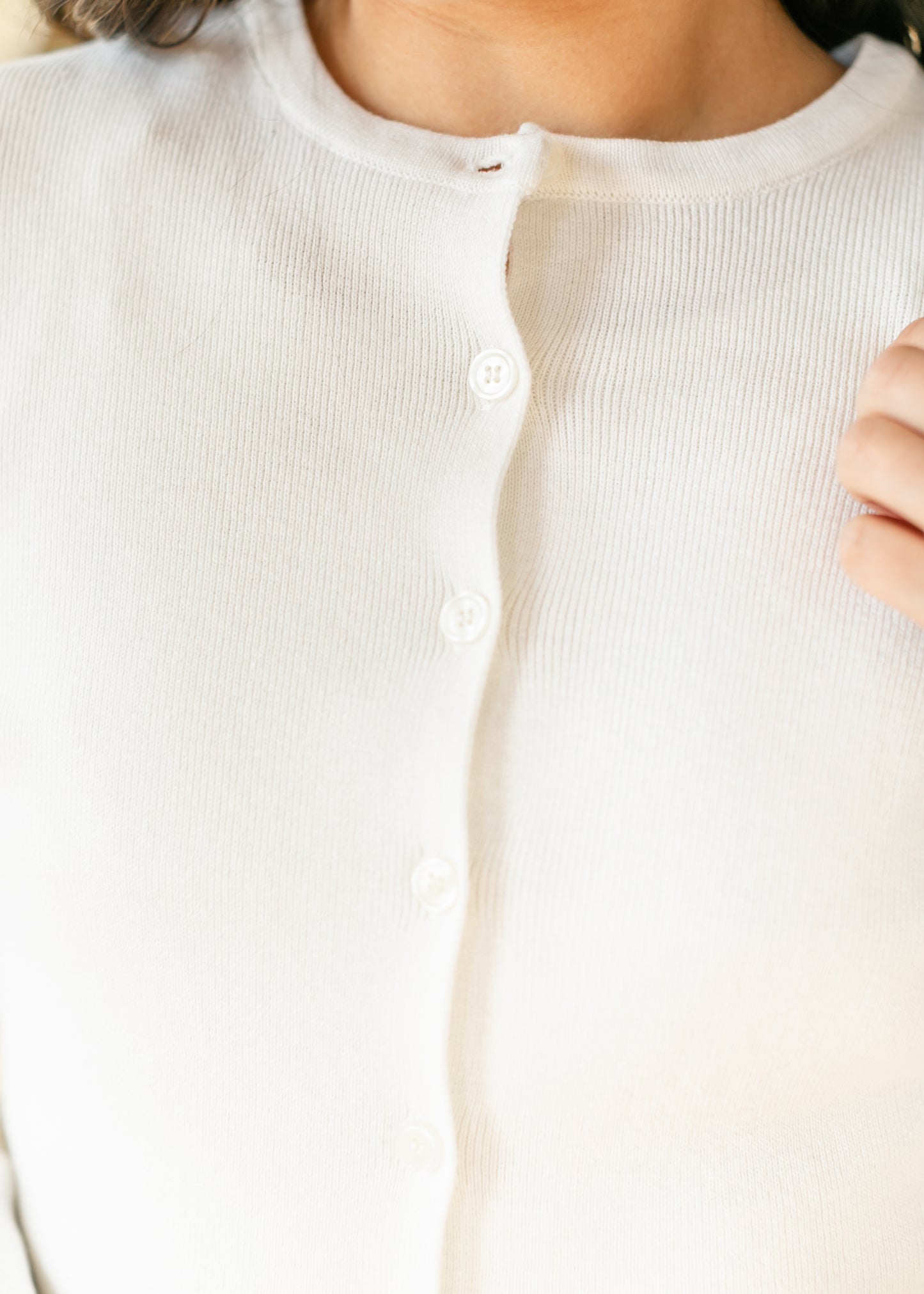 Ivory Button Up Knit Cardigan