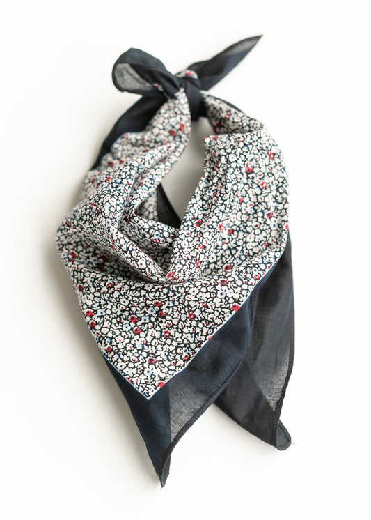 Navy Floral Cotton Bandana