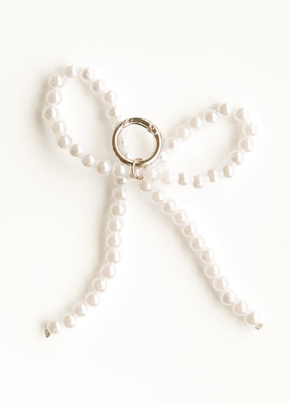 White Pearl Bow Purse Charm