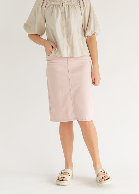 Remi Rose Denim Midi Skirt