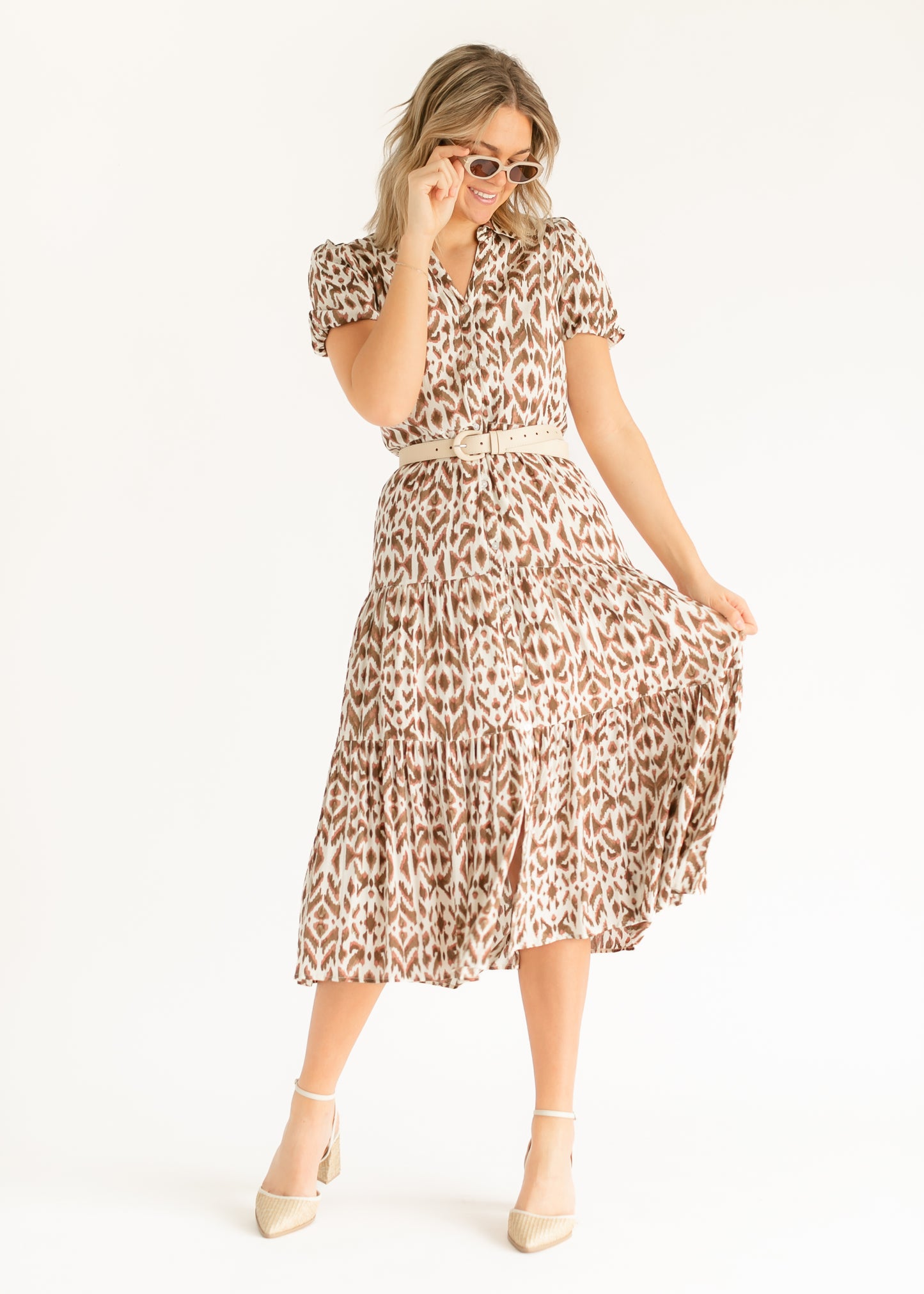 Short Sleeve Casablanca Print Maxi Dress FF Dresses