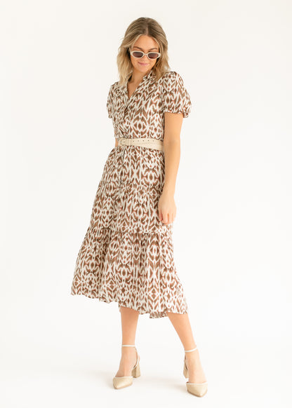 Short Sleeve Casablanca Print Maxi Dress FF Dresses