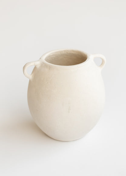 White Paper Mache Vase Small