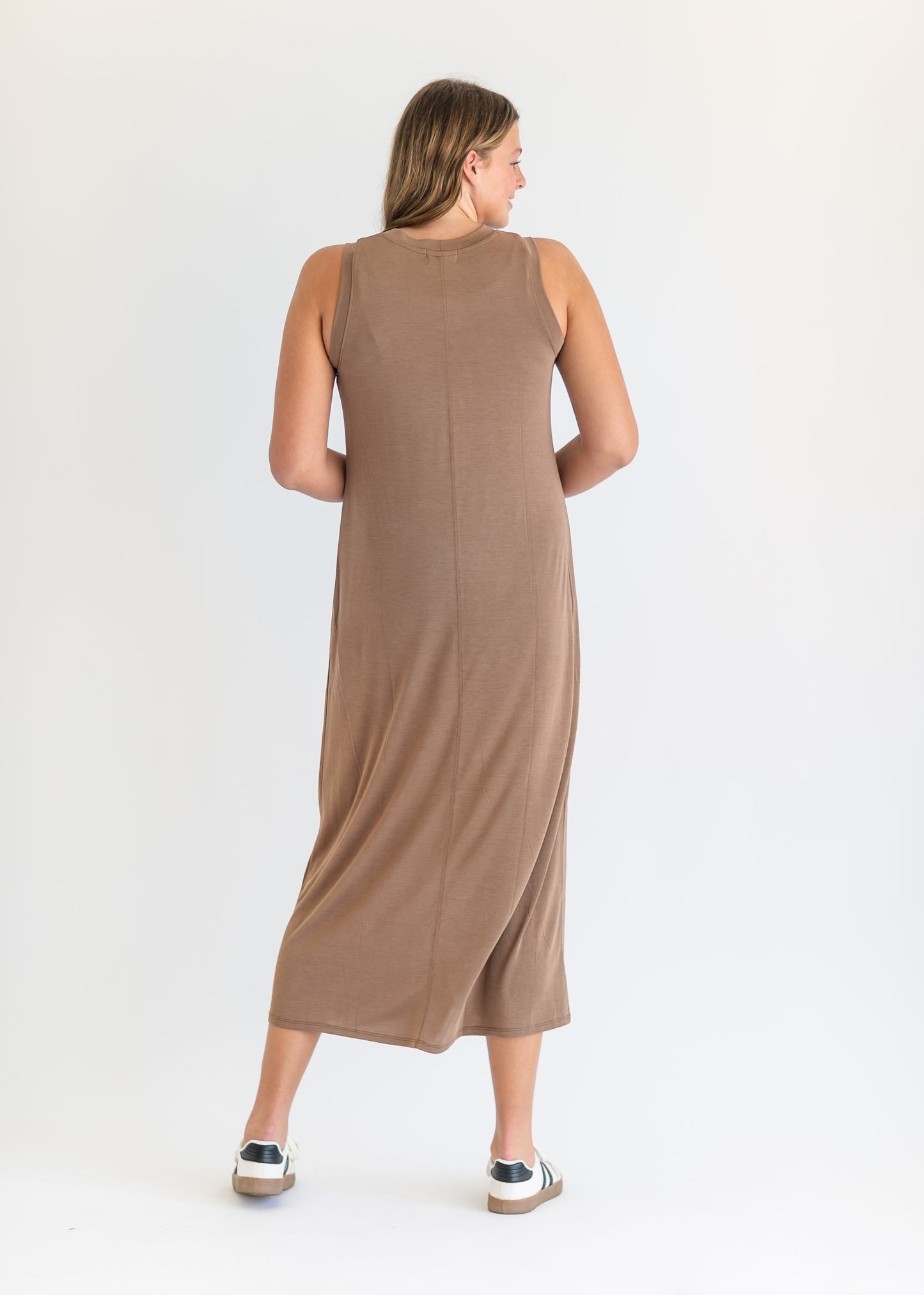 Adeline Jersey Crewneck Sleeveless T-shirt Maxi Dress FF Dresses