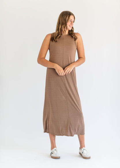 Adeline Jersey Crewneck Sleeveless T-shirt Maxi Dress FF Dresses