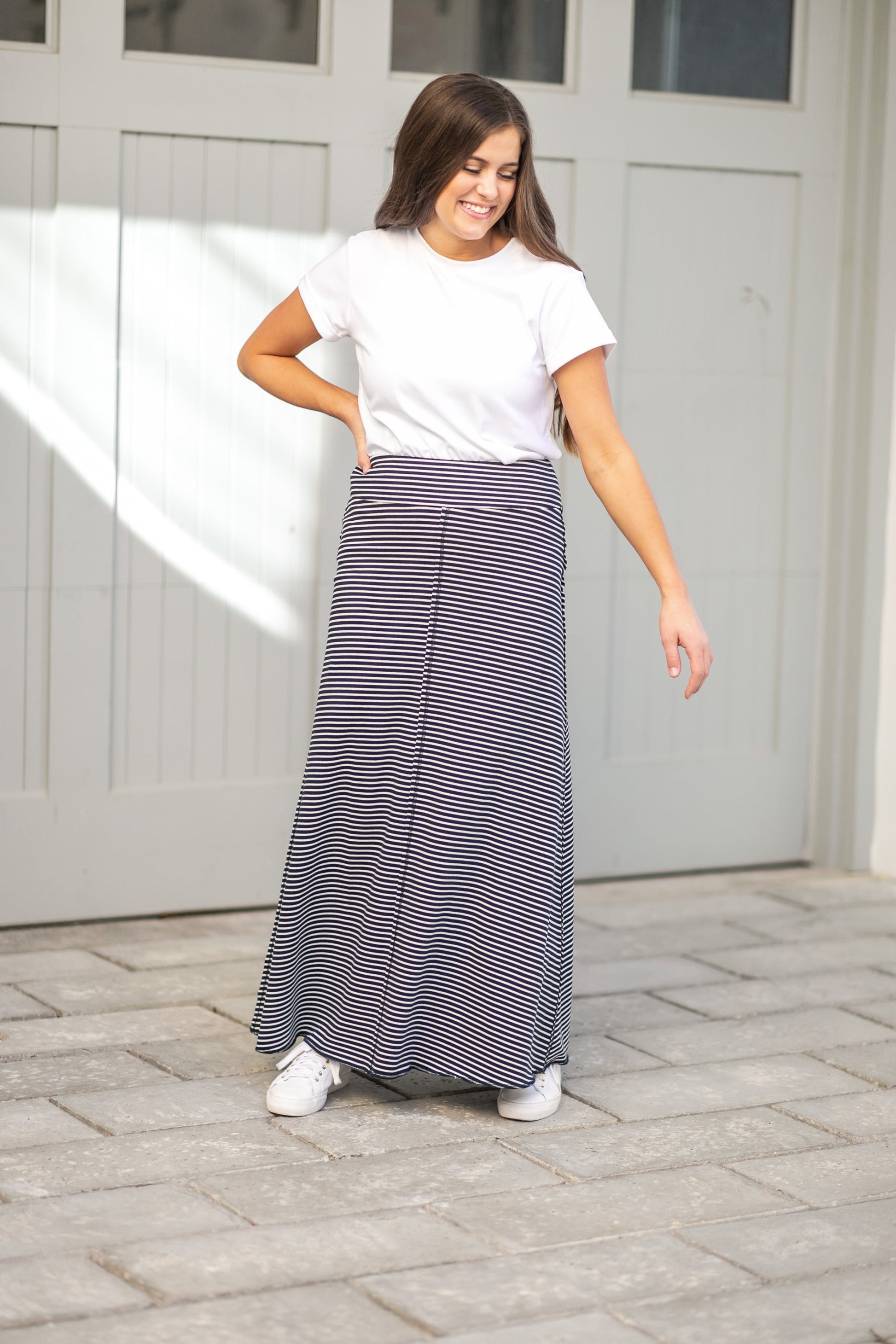 Allison Knit Maxi Skirt IC Skirts Navy Stripe / XS