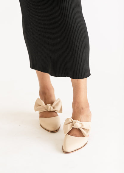 Big Bow Cutout Mule Heel Shoes