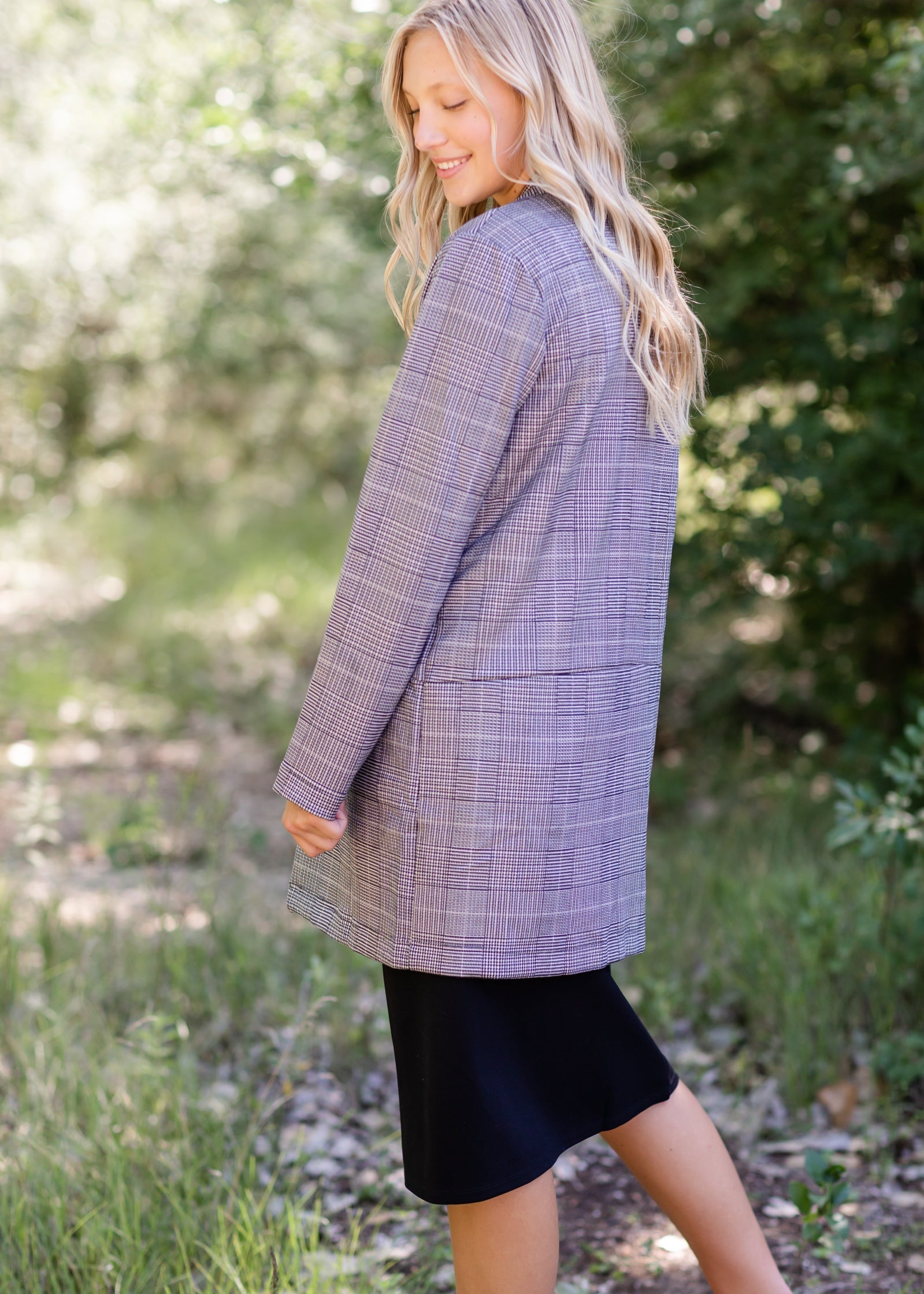 Black Plaid Blazer Jacket - FINAL SALE FF Tops