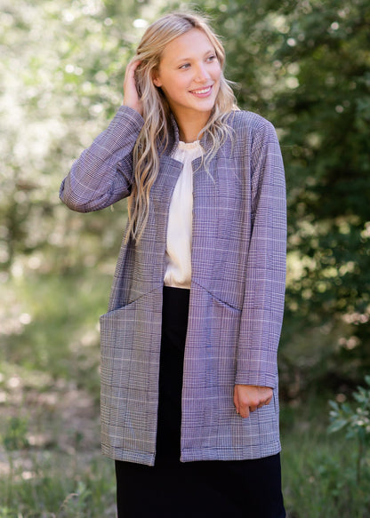 Black Plaid Blazer Jacket - FINAL SALE FF Tops