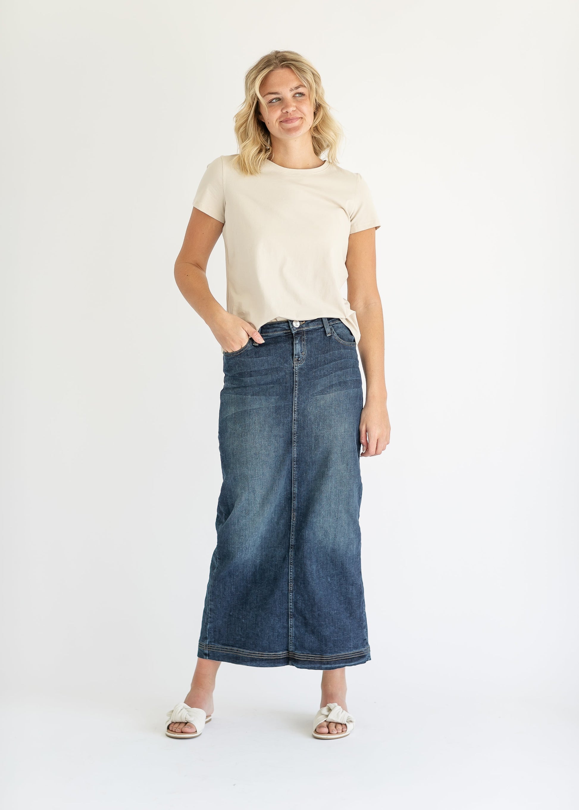 Bria Long Denim Maxi Skirt IC Skirts