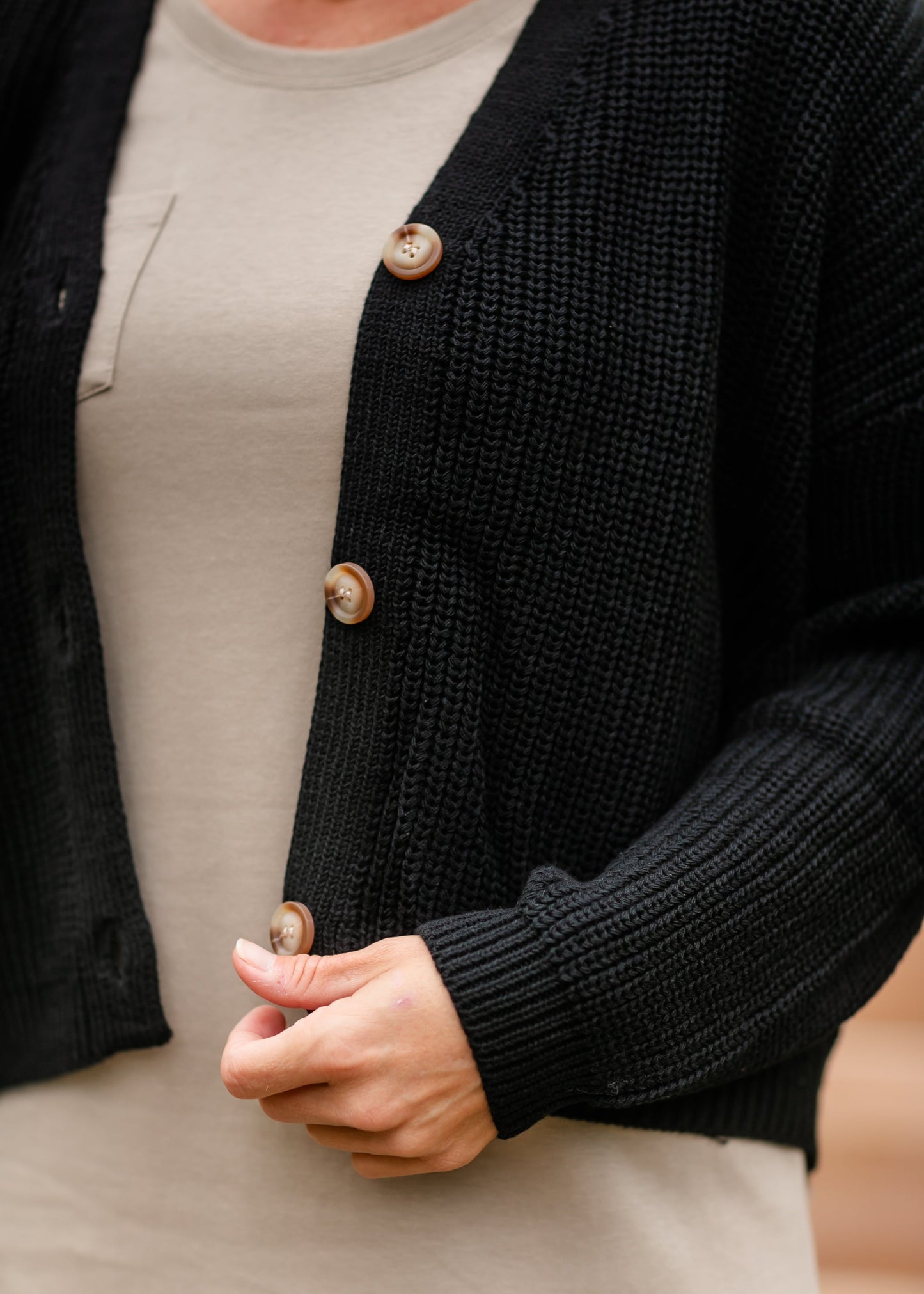 Button Up Black Cardigan FF Tops