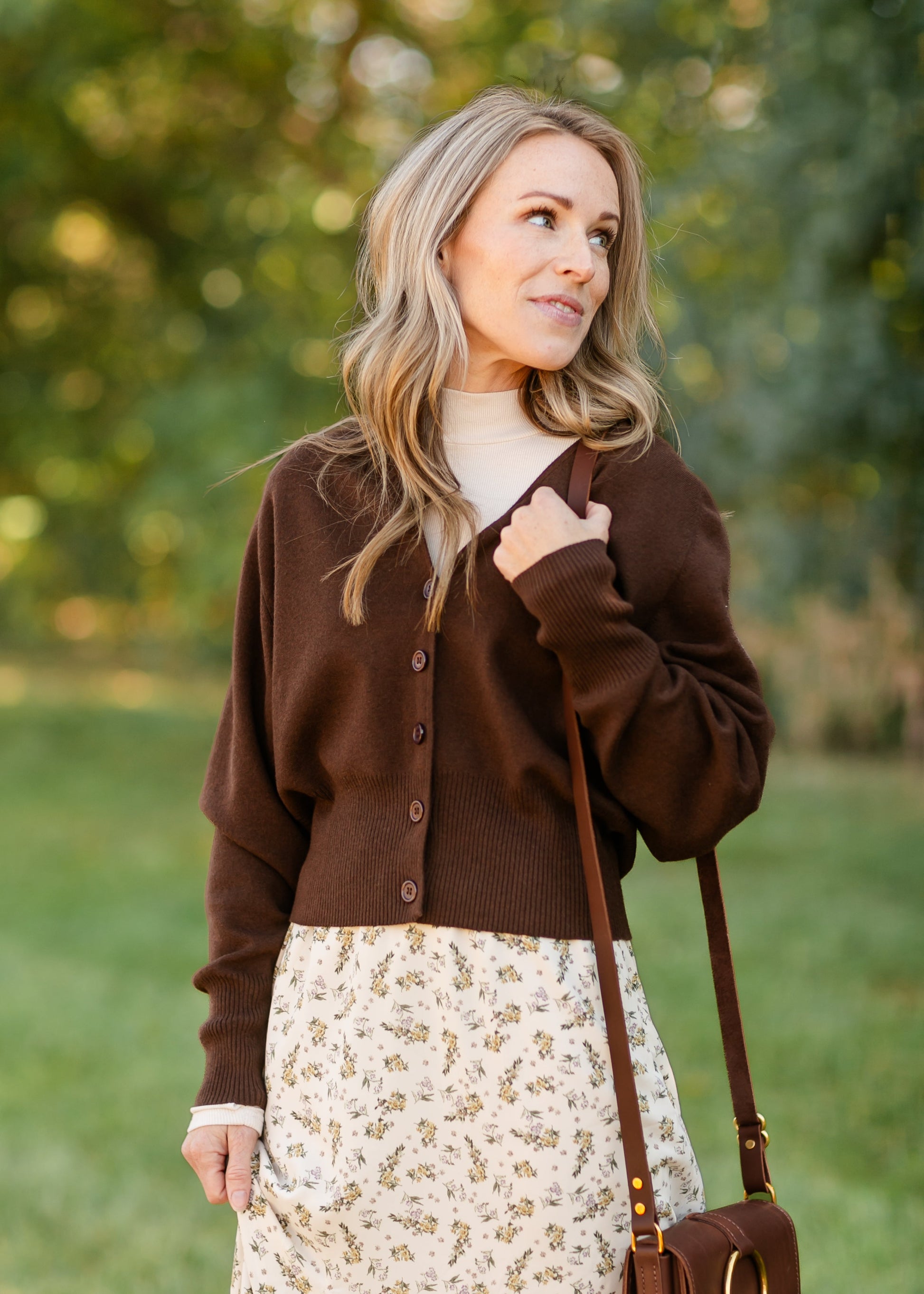 Button Up Brown Cardigan FF Tops