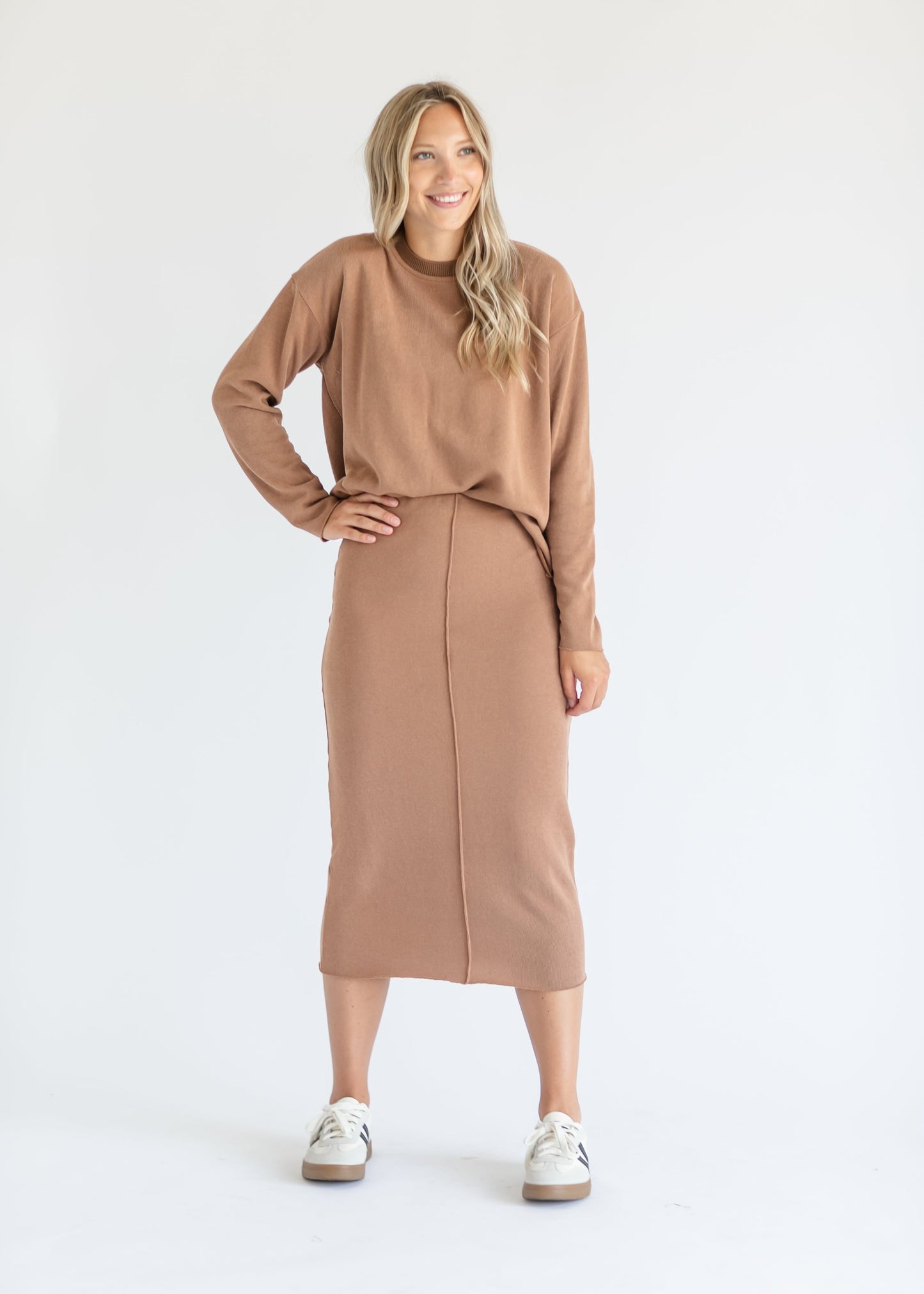 Camel Ribbed Knit Set