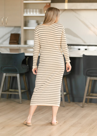 Cassie Quarter Button Knit Midi Dress IC Dresses