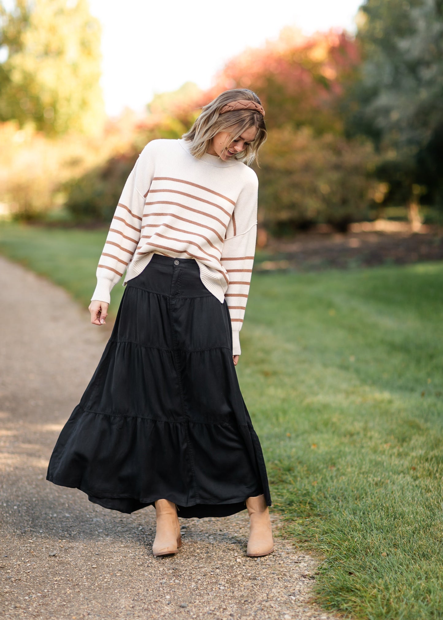 Chambray Tiered Colored Denim Skirt FF Skirts