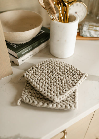 Chunky Knit Potholder FF Home + Lifestyle Dove Gray