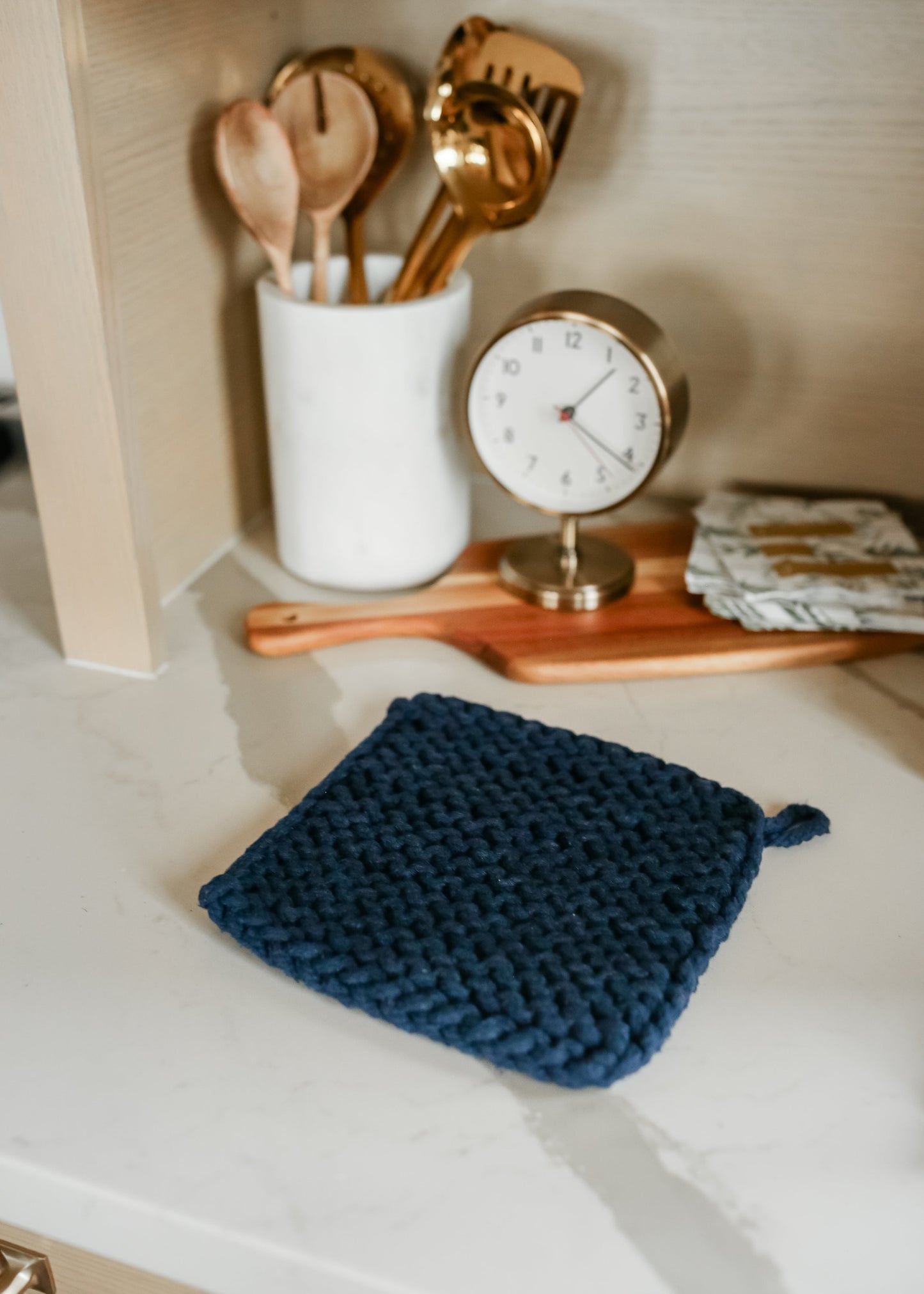 Chunky Knit Potholder FF Home + Lifestyle Midnight Blue