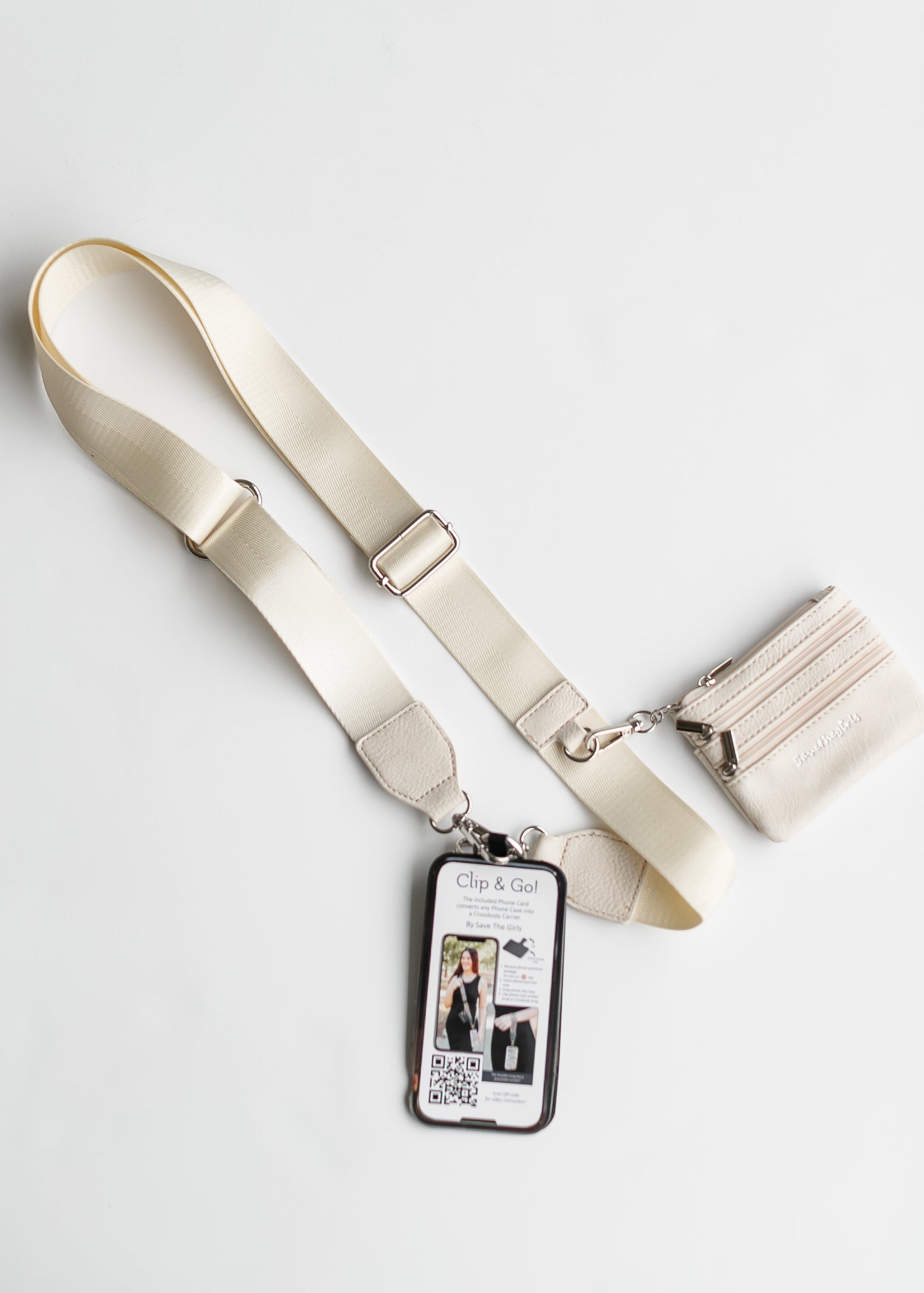 Clip & Go Crossbody Neutral Strap Accessories Cream