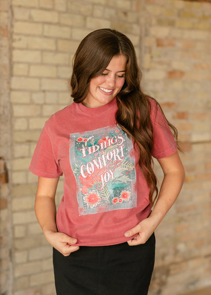 Comfort and Joy Crimson Graphic Tee FF Tops