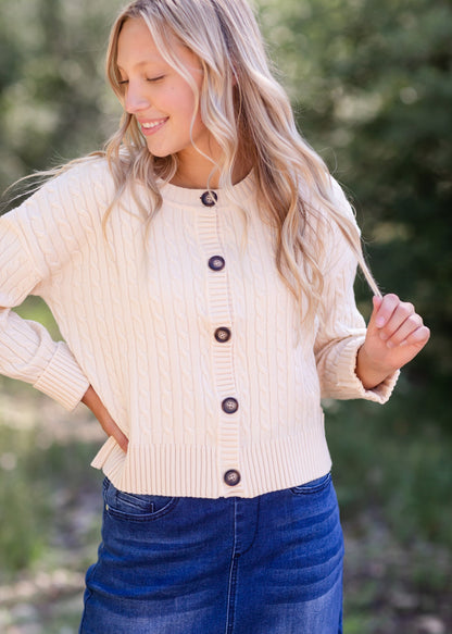 Cream Button Up Crop Cardigan - FINAL SALE FF Tops