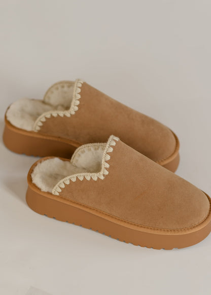 Crochet Edge Slip-on Sherpa Platform Slippers Shoes