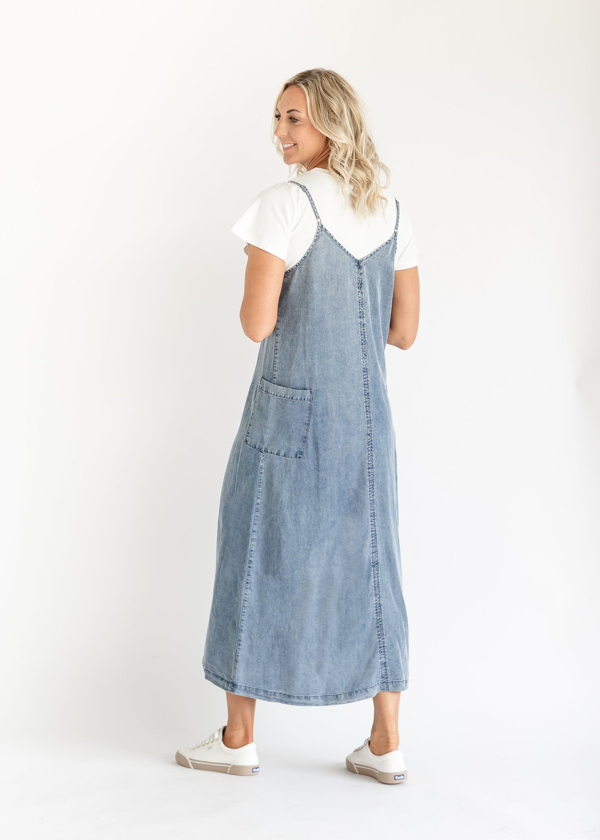 Denim Blue Sleeveless Maxi Dress FF Dresses