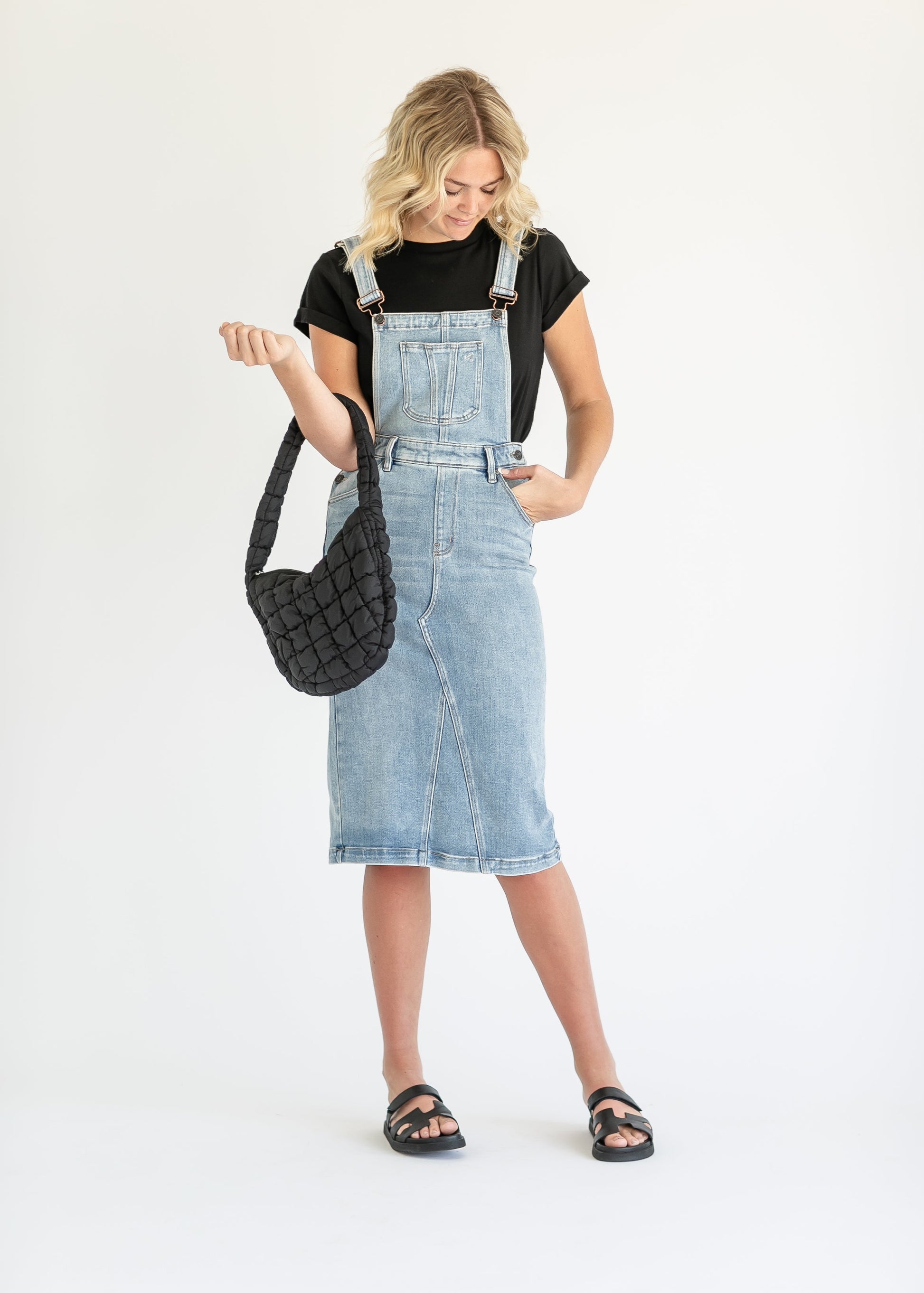 Denim Overall Jumper Midi Dress FF Dresses