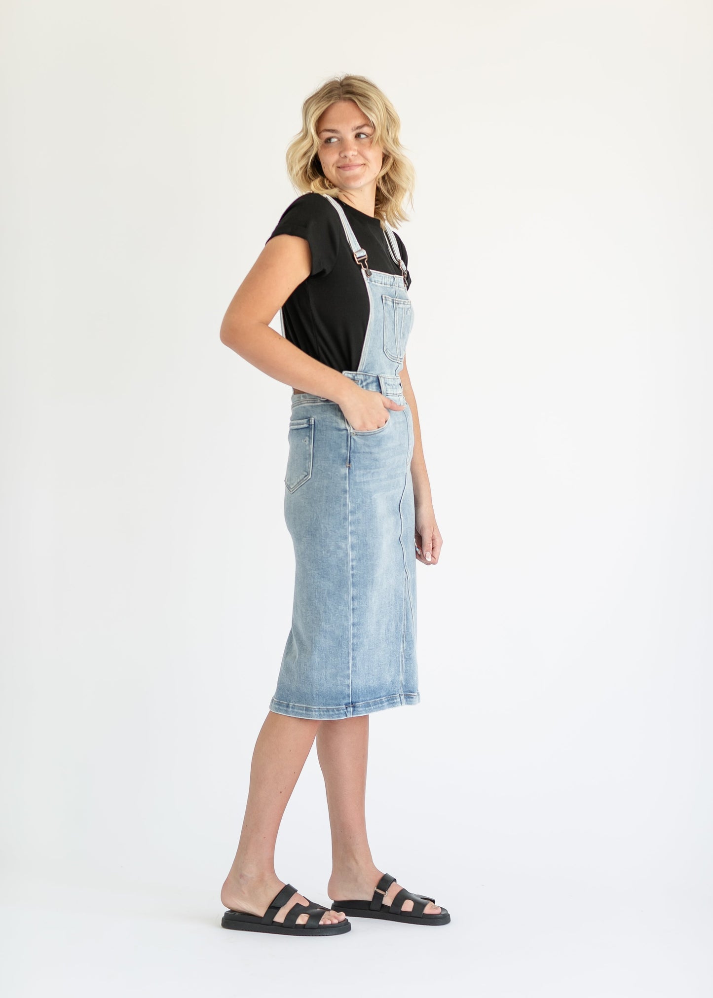 Denim Overall Jumper Midi Dress FF Dresses