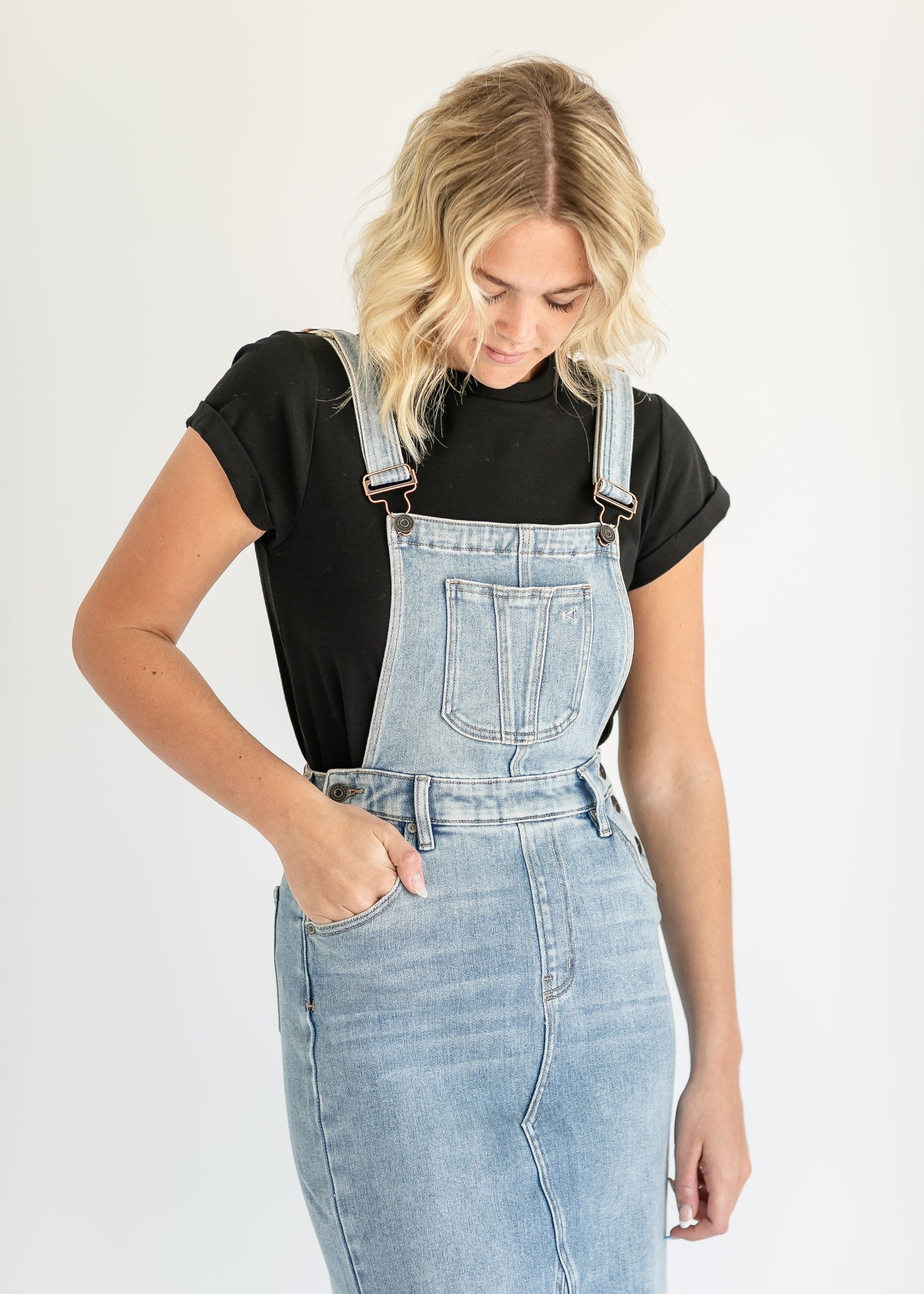 Denim Overall Jumper Midi Dress FF Dresses