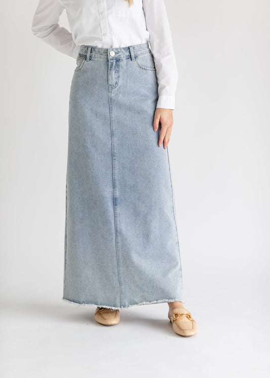 Elisha Light Wash Long Denim Skirt IC Skirts