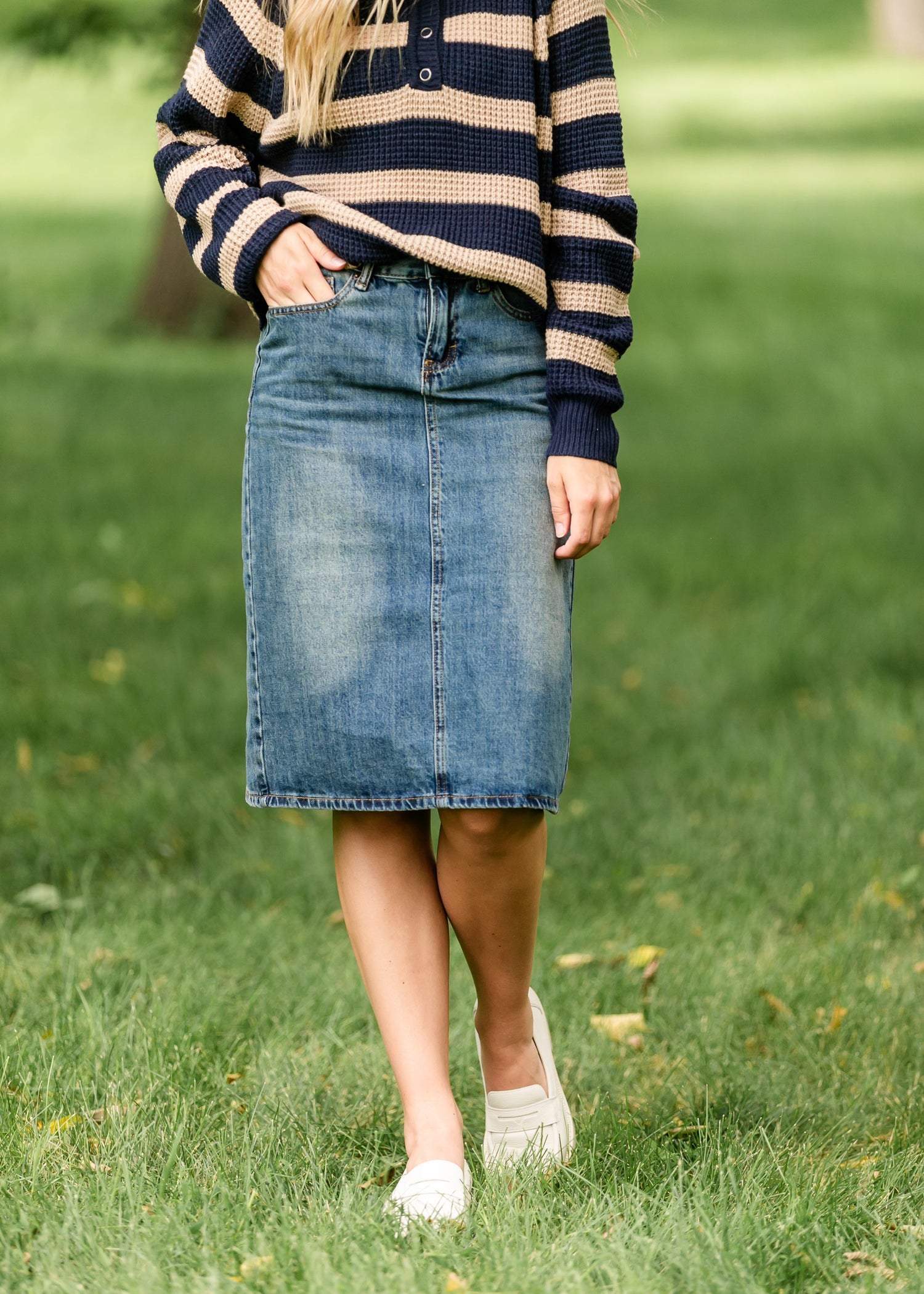 Elliot Dark Wash Midi Skirt IC Skirts