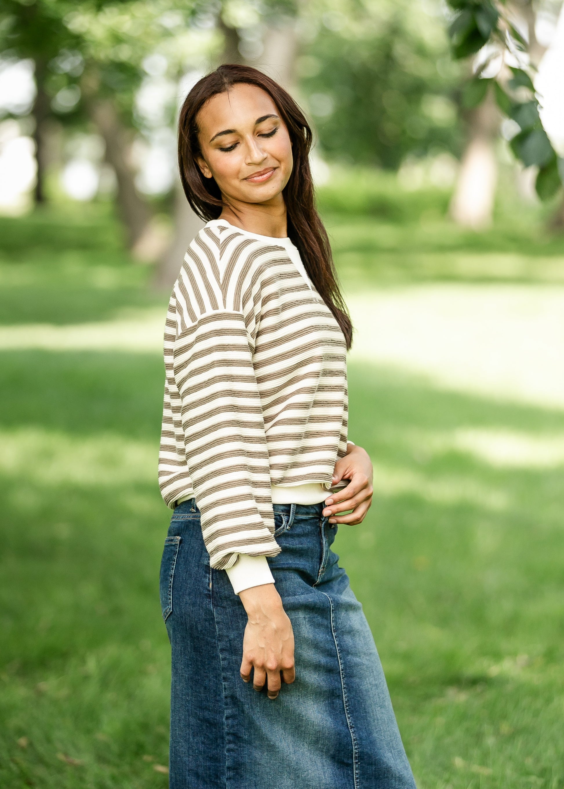 Emily Contrast Ribbed Knit Top IC Tops