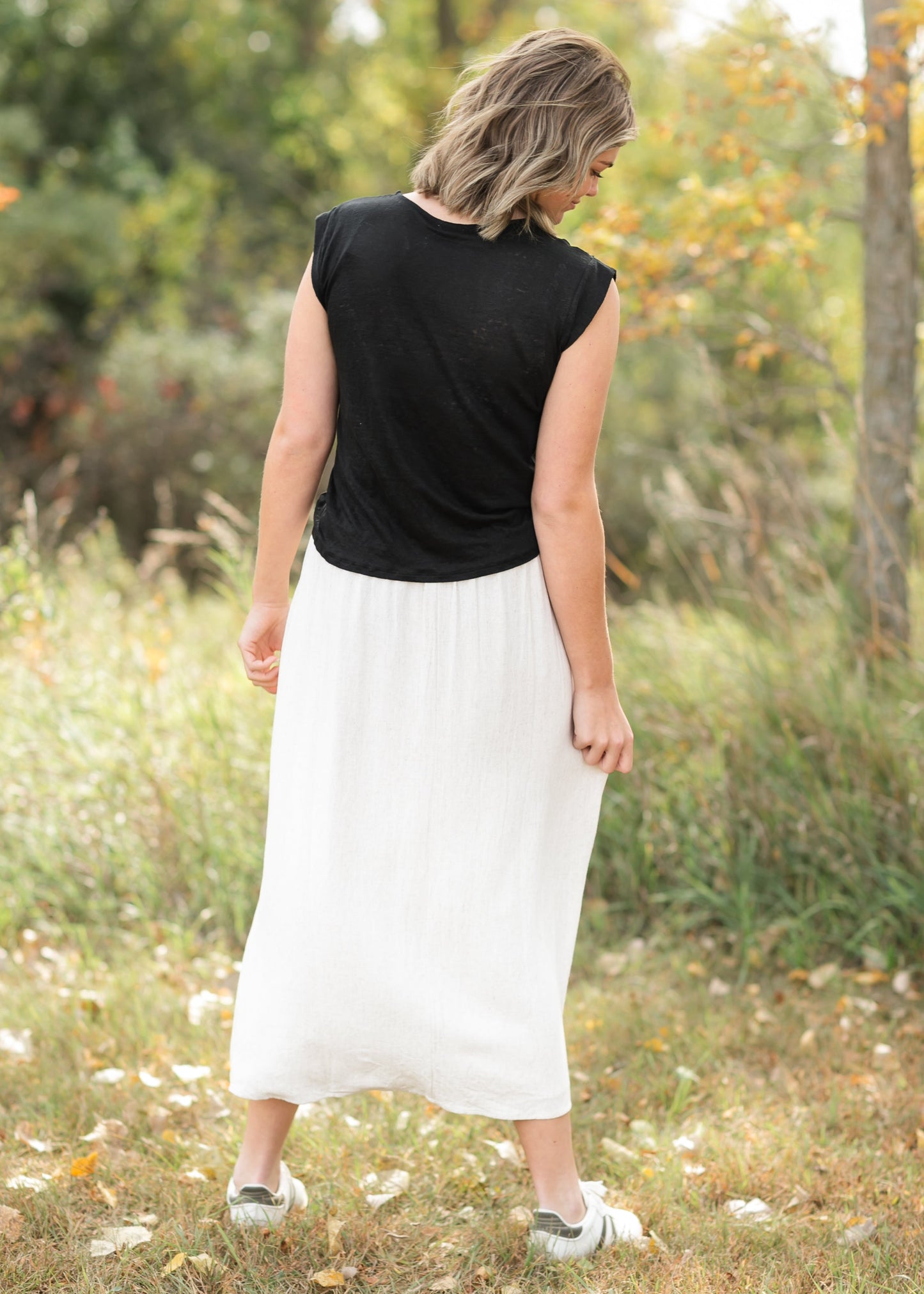 Essential Linen Elastic Waist Maxi Skirt IC Skirts