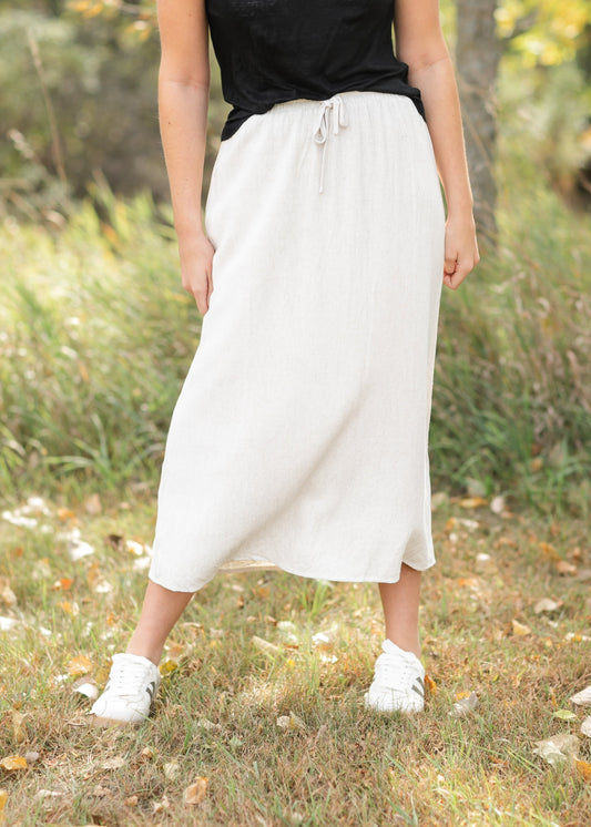 Essential Linen Elastic Waist Maxi Skirt IC Skirts