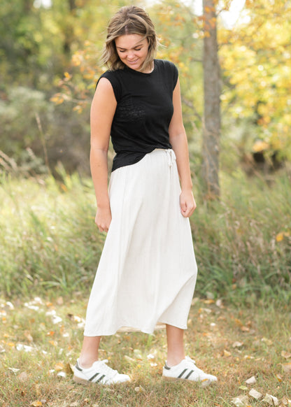 Essential Linen Elastic Waist Maxi Skirt IC Skirts