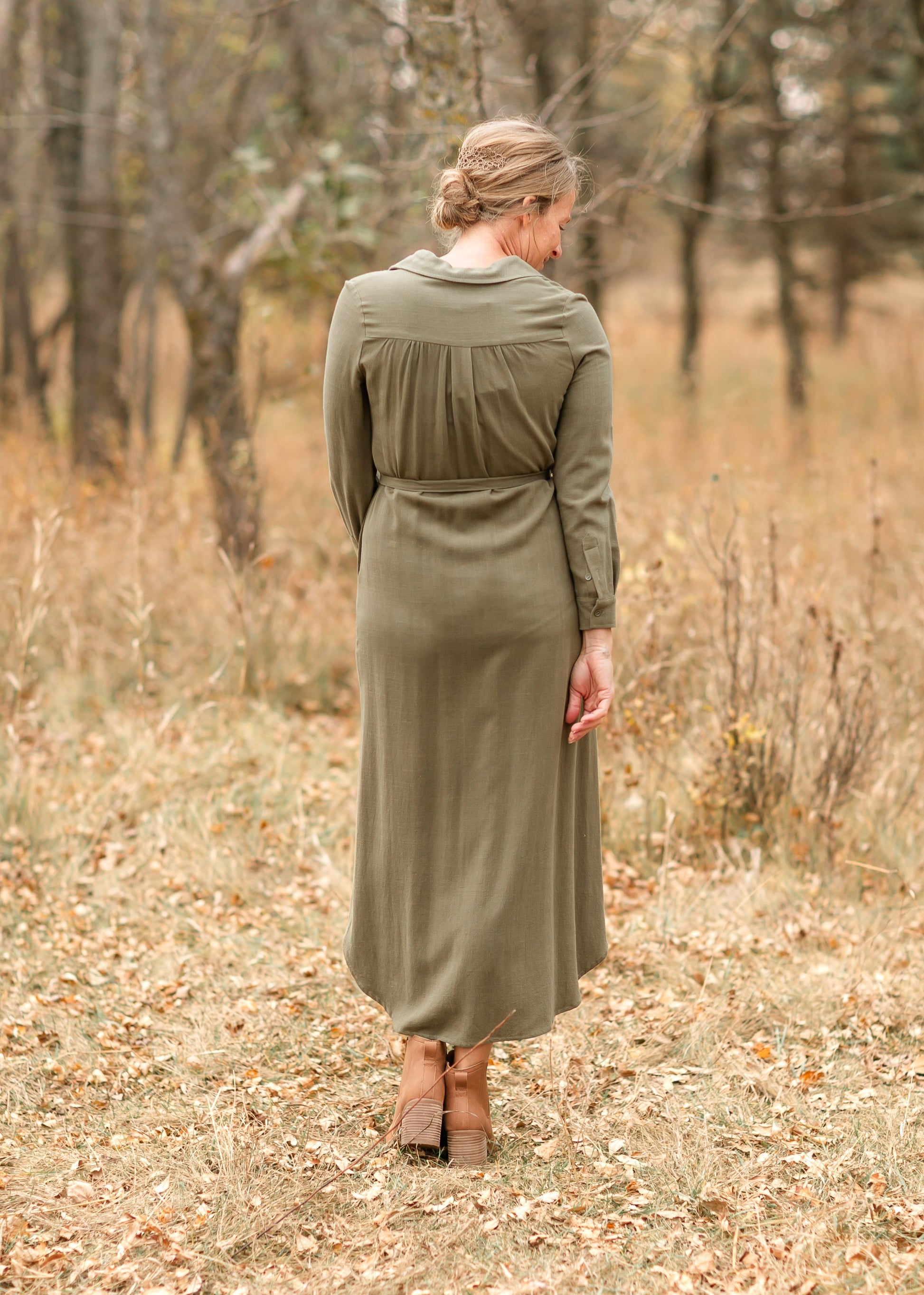 Essential Long Sleeve Linen Shirt Dress IC Dresses