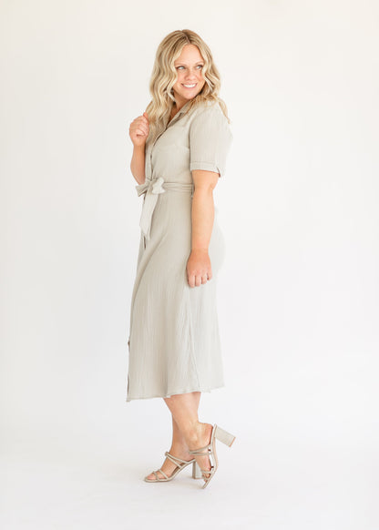 Essential Midi Shirt Dress IC Dresses