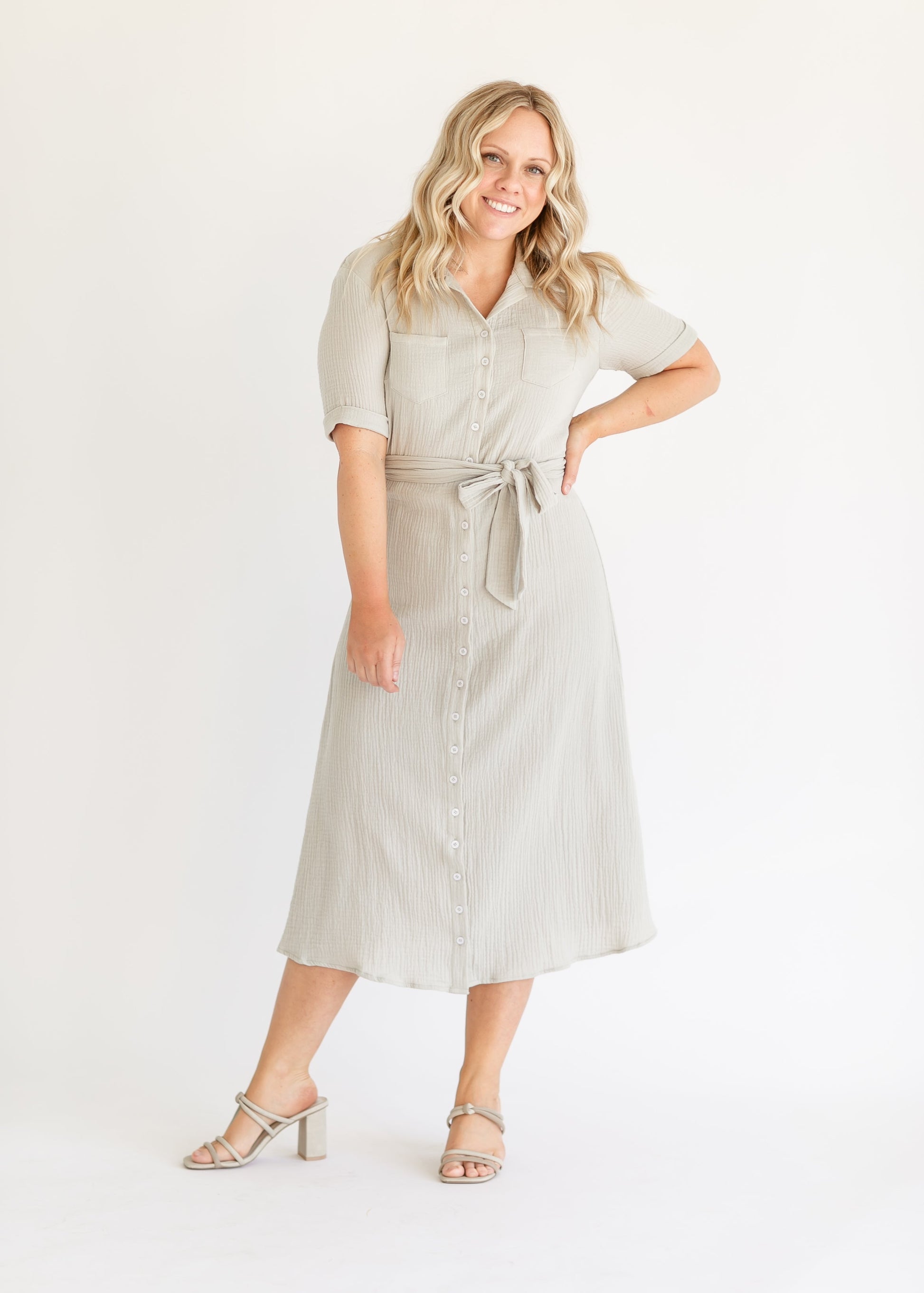 Essential Midi Shirt Dress IC Dresses