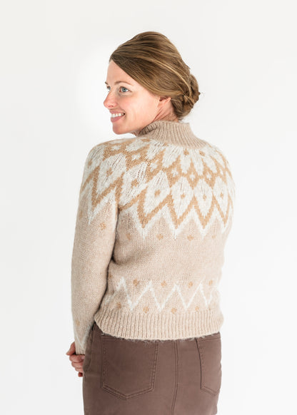 Fair Isle Knit Gold Button Sweater FF Tops