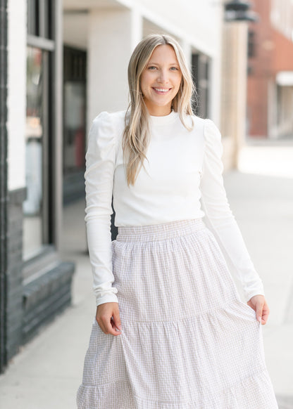 Faye Mockneck Ribbed Long Sleeve Top IC Tops White / S