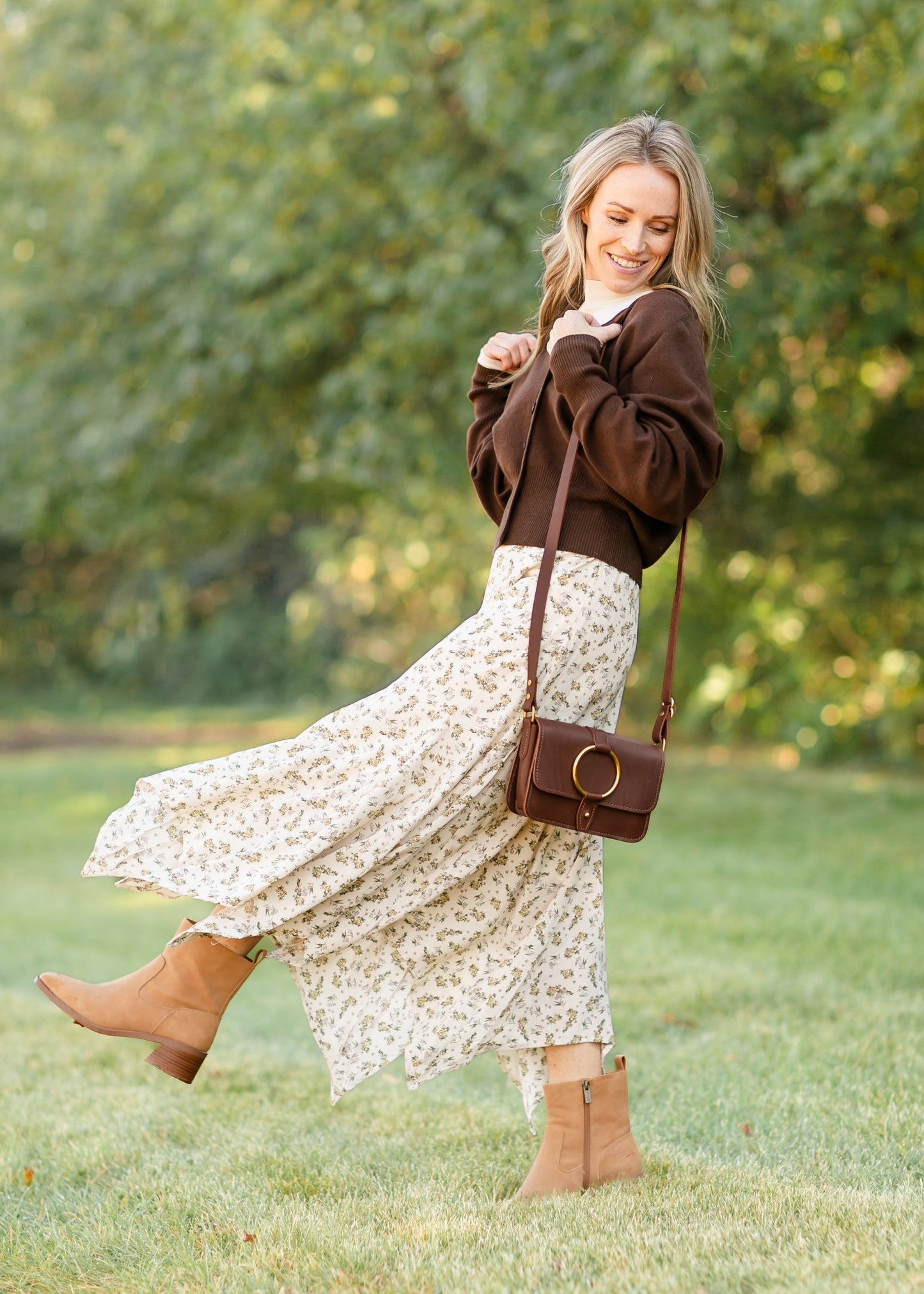 Floral Print Handkerchief Midi Skirt FF Skirts