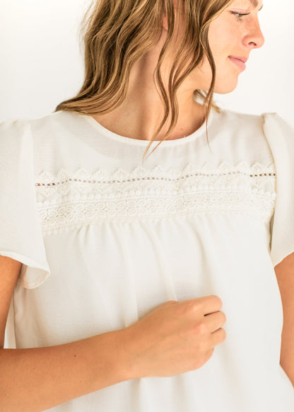 Florence Lace Trim Blouse Top FF Tops