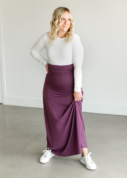 Foldover Waist Pull On Maxi Skirt FF Skirts