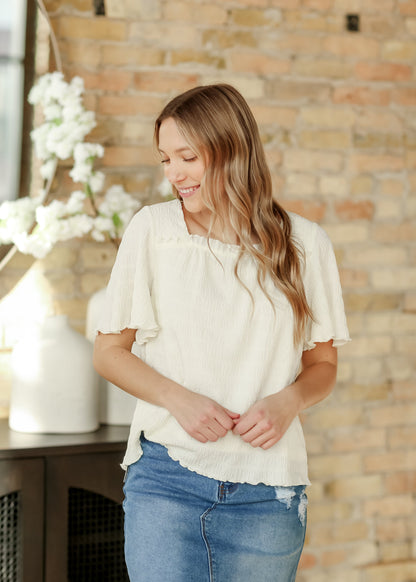 Front Ruffle Square Neck Top FF Tops