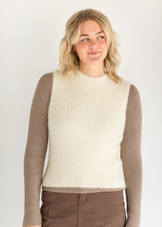 Fuzzy Soft Sweater Tank Top FF Tops