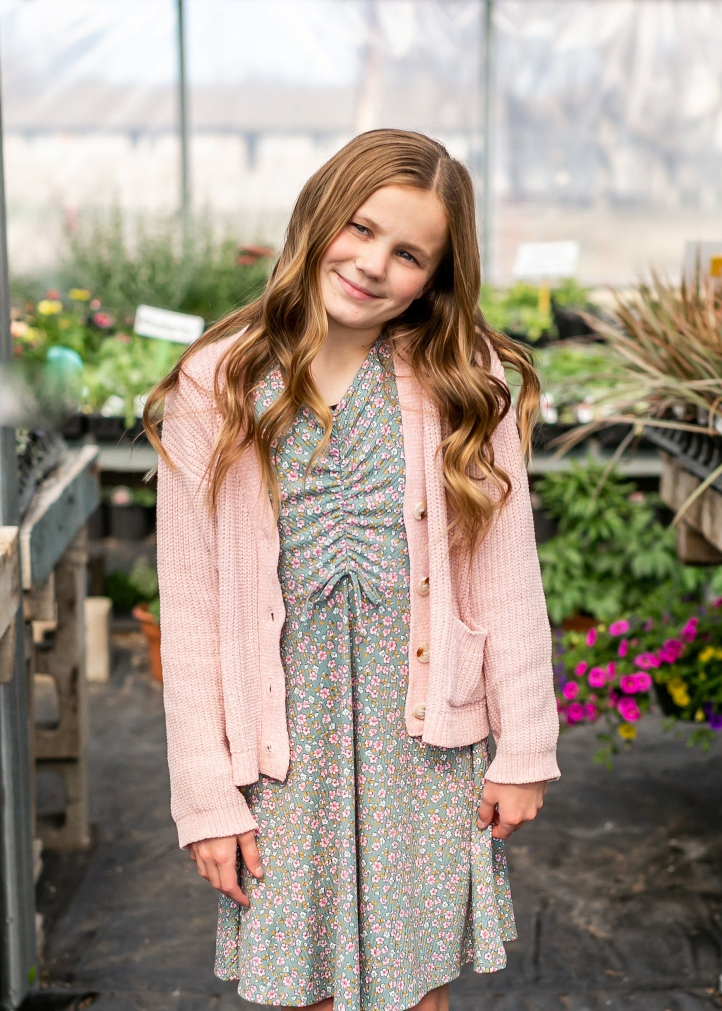 Girl's Chenille Front Button Cardigan Girls